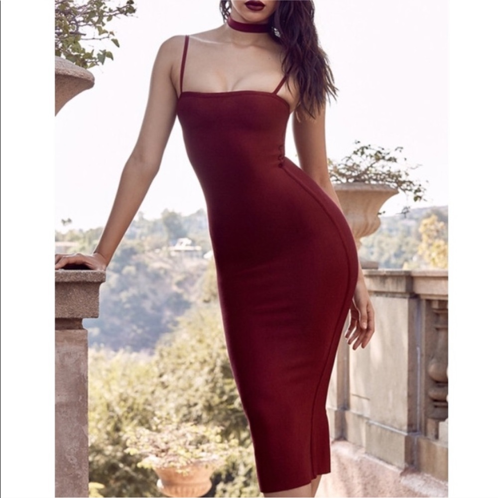 House of CB Elias wine red bandage midi dress
